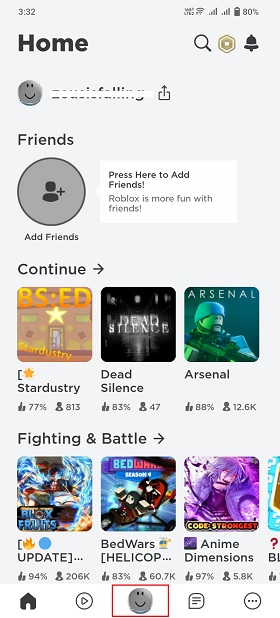 రోబ్లాక్స్ ఆండ్రాయిడ్ హోమ్ పేజీ